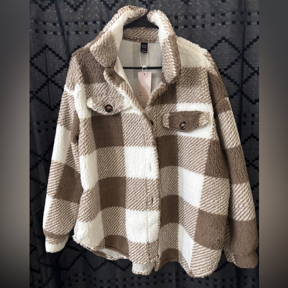 NWT Plaid Teddy Jacket